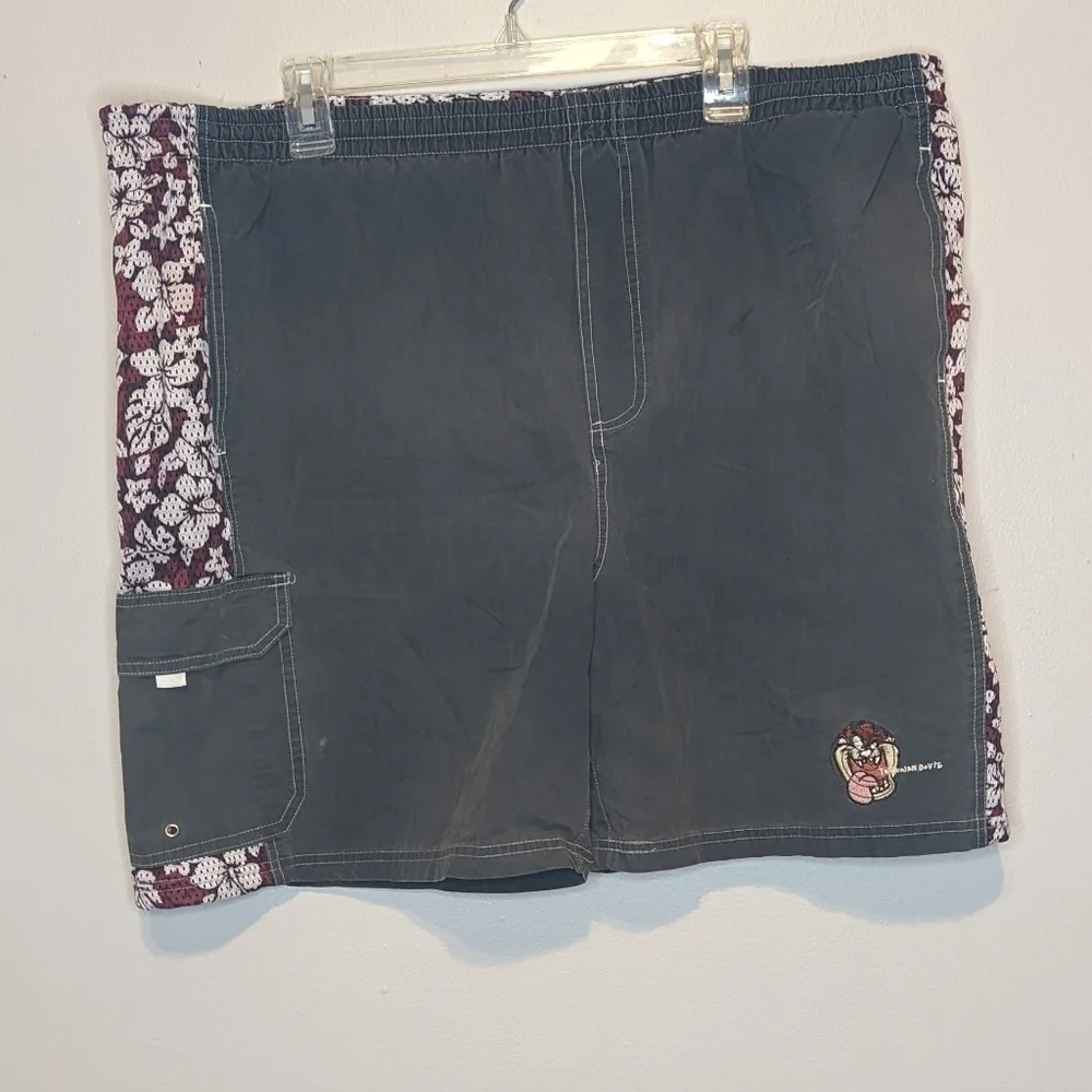 Y2K Vintage Looney Toons Tasmanian Devil Swim Trunks Mens XL